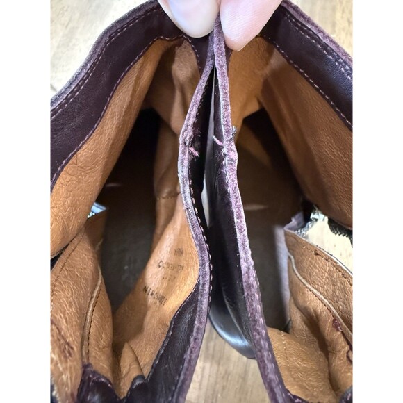 Vintage Frye Win Harness Ankle Boots 9B Burgundy Leather Block Heel Mexico - Picture 12 of 12